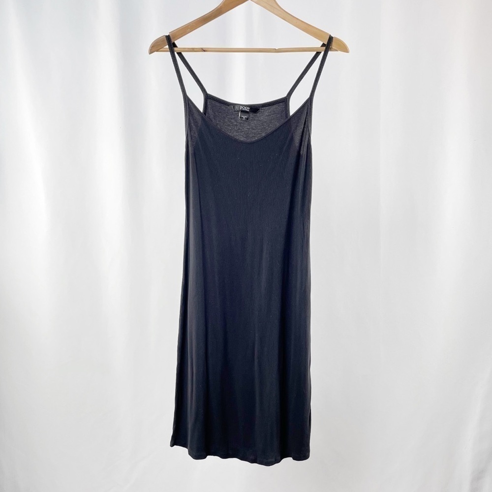 Body by Victoria Ribbed V Neck Summer Dress in Black‎ Size Medium